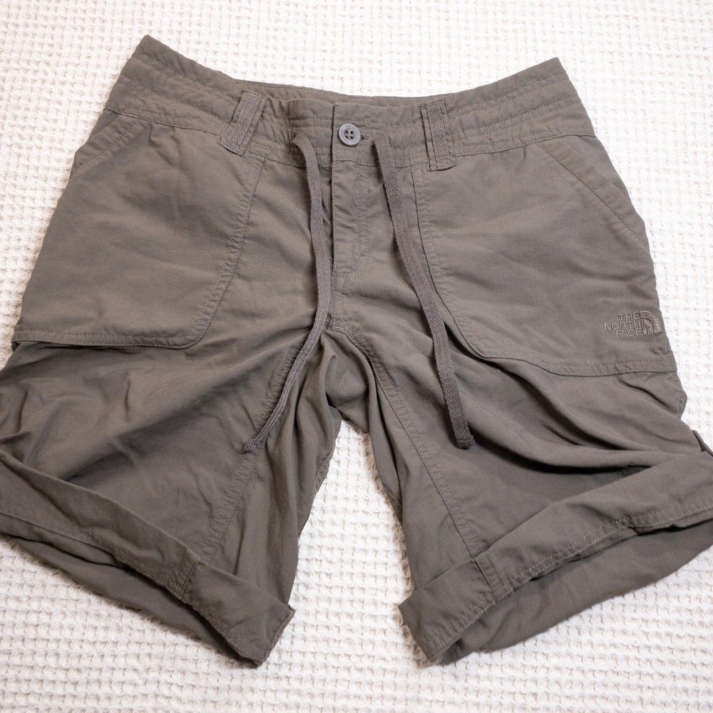 The North Face Horizon Roll Up Hiking Shorts Womens 4 Long Taupe Brown Nylon